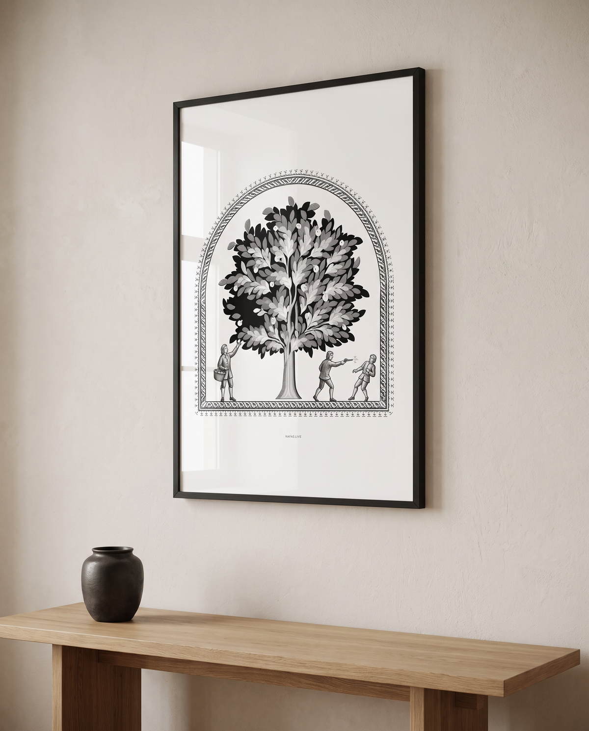 TREE / 02 — Black frame — editorial room visualization
